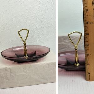 Mild Century Glass Dish With Handle Atlas Moroccan Amethyst Oval Purple